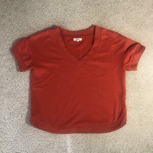 Madewell Resourced French Terry V-Neck Sweatshirt Tee Orange Medium NF443